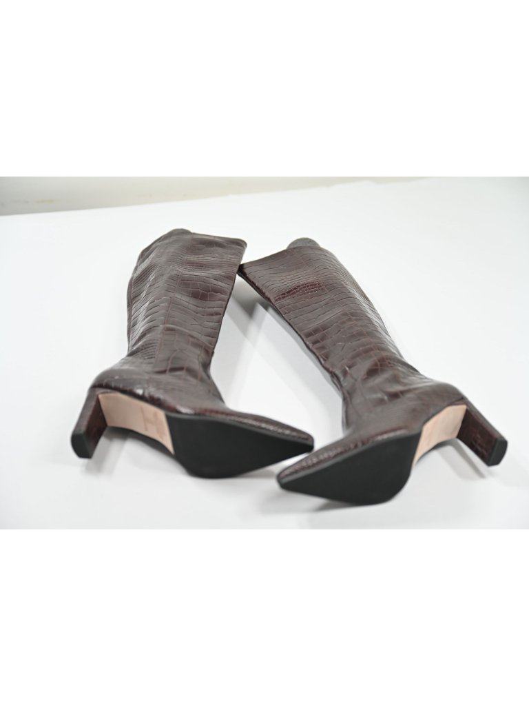 Bared Footwear Pandion Croc-Embossed Boots In Chocolate Brown Leather — image 8 of 8